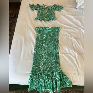 Olivaceous Green Strapless Set